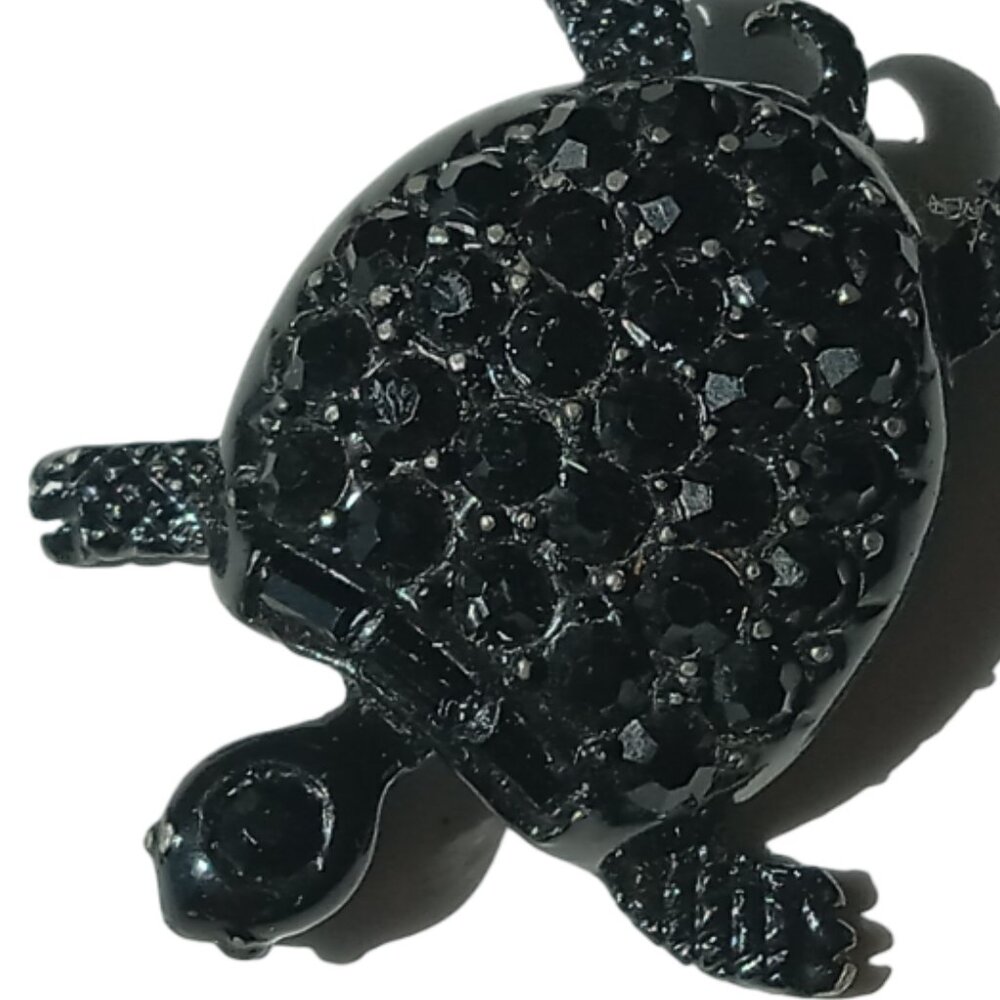 Vintage PELL Black Rhinestones Tortoise Turtle Brooch Pin RARE - Picture 9 of 15